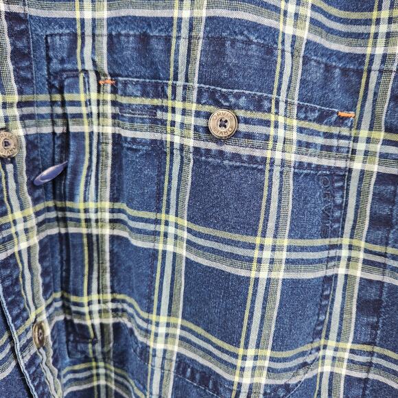 Orvis Men's Medium Long Sleeve Button Front Shirt Blue Plaid Cotton - Picture 4 of 10
